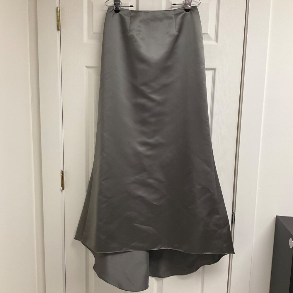 New Image Two-Piece Gray Corset Sweep Train Silk Womens Sz 10 Formal Dress Prom - Picture 5 of 16